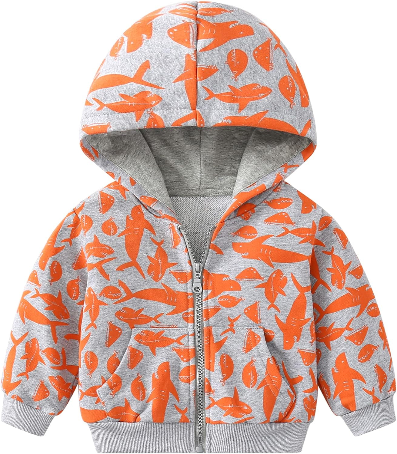 Baby Toddler Boys Dinosaur Hooded Zip Jacket Casual Outerwear Active Sweatshirt