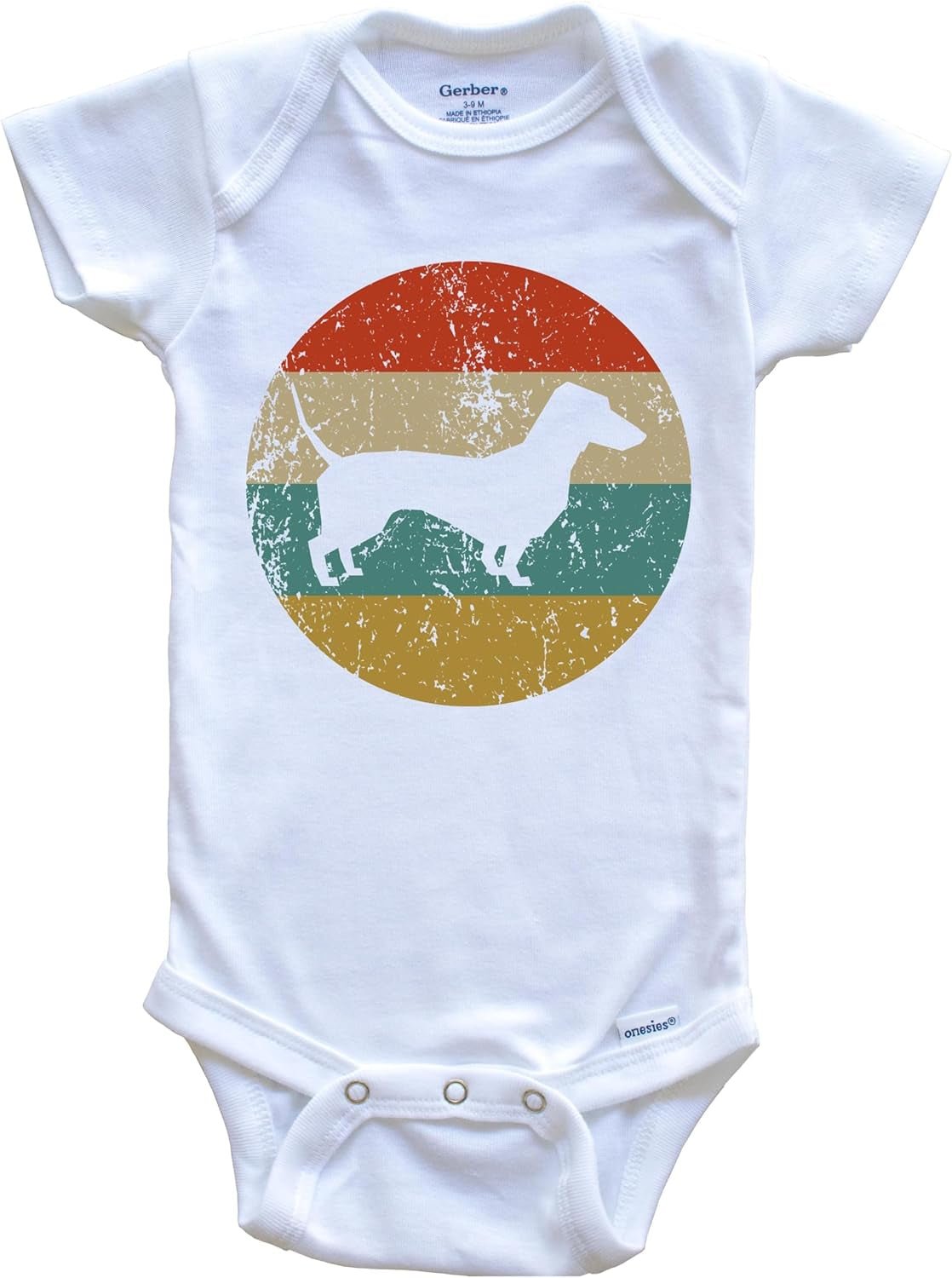 Dachshund Vintage Retro Dachshund Dog Circle Icon One Piece Baby Bodysuit