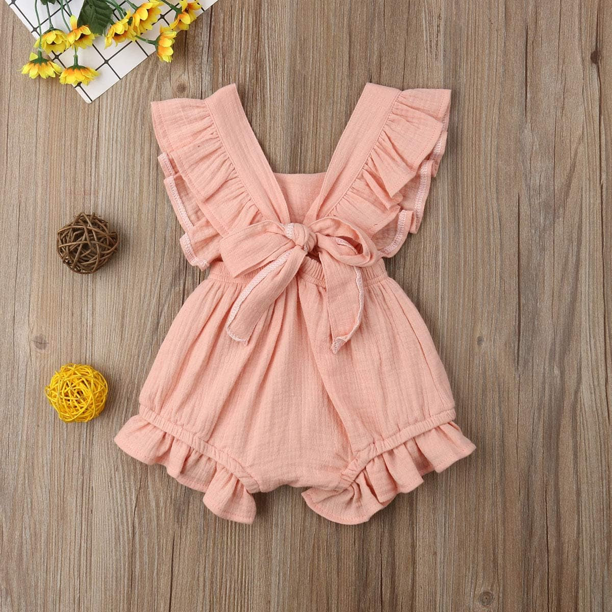 Toddler Baby Girl Ruffled Rompers Sleeveless Cotton Romper Bodysuit Jumpsuit Clothes