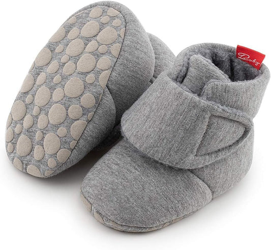 Newborn Baby Cotton Booties Stay on Slipper Winter Warm Soft Shoes Non-Skid Infant Ankle Boots Crib Shoes