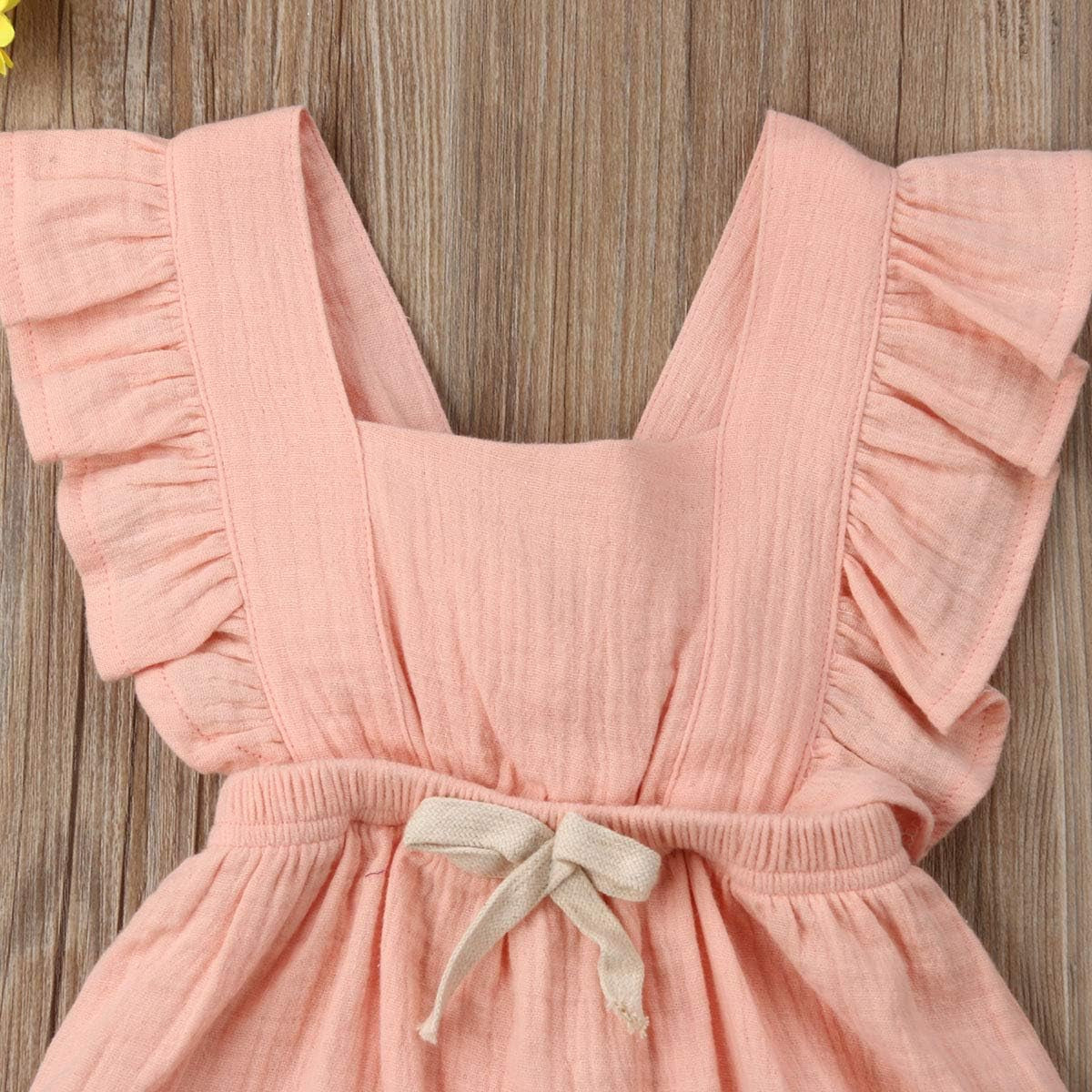 Toddler Baby Girl Ruffled Rompers Sleeveless Cotton Romper Bodysuit Jumpsuit Clothes