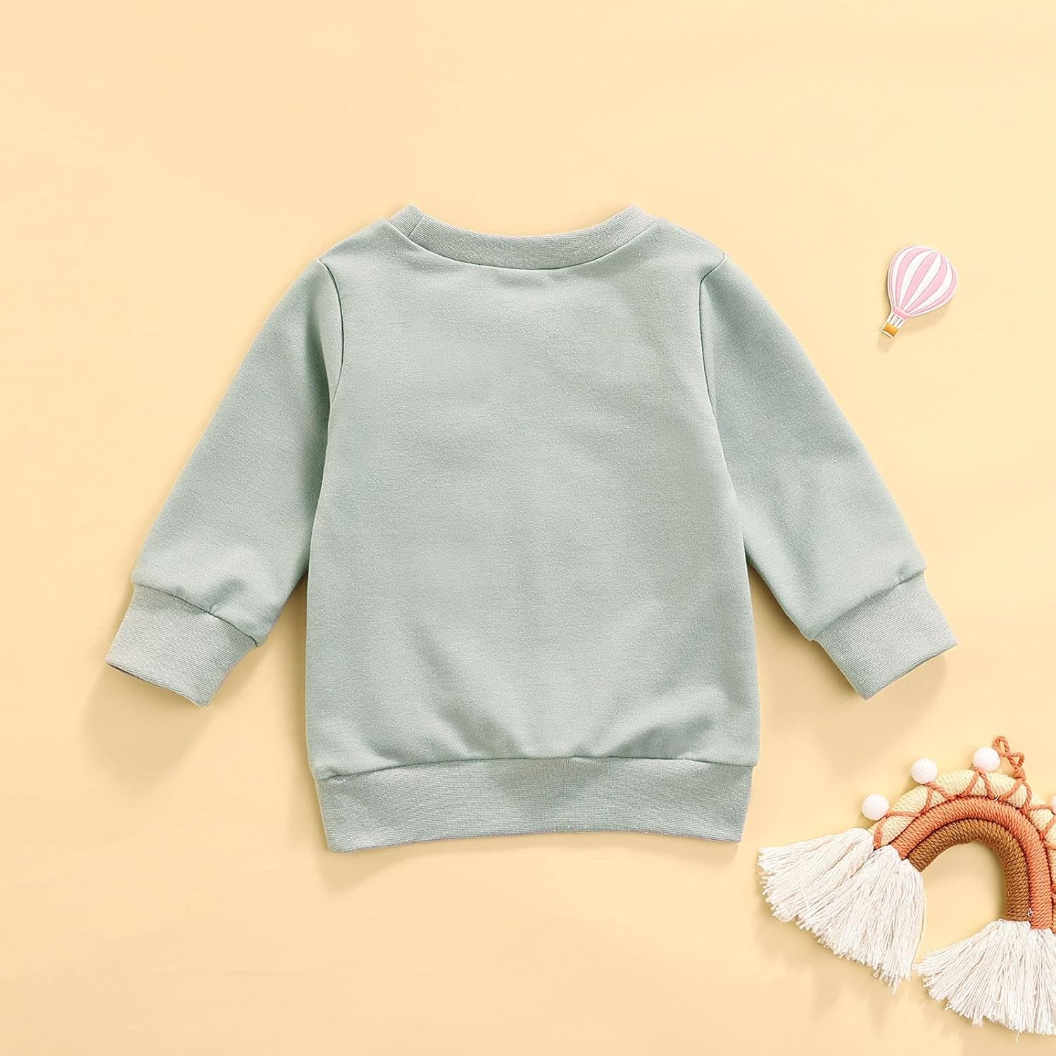 Toddler Baby Boy Girl Pullover Sweatshirt Long Sleeve Solid Color Rainbow Embroidery Blouse Top Fall Winter Clothes